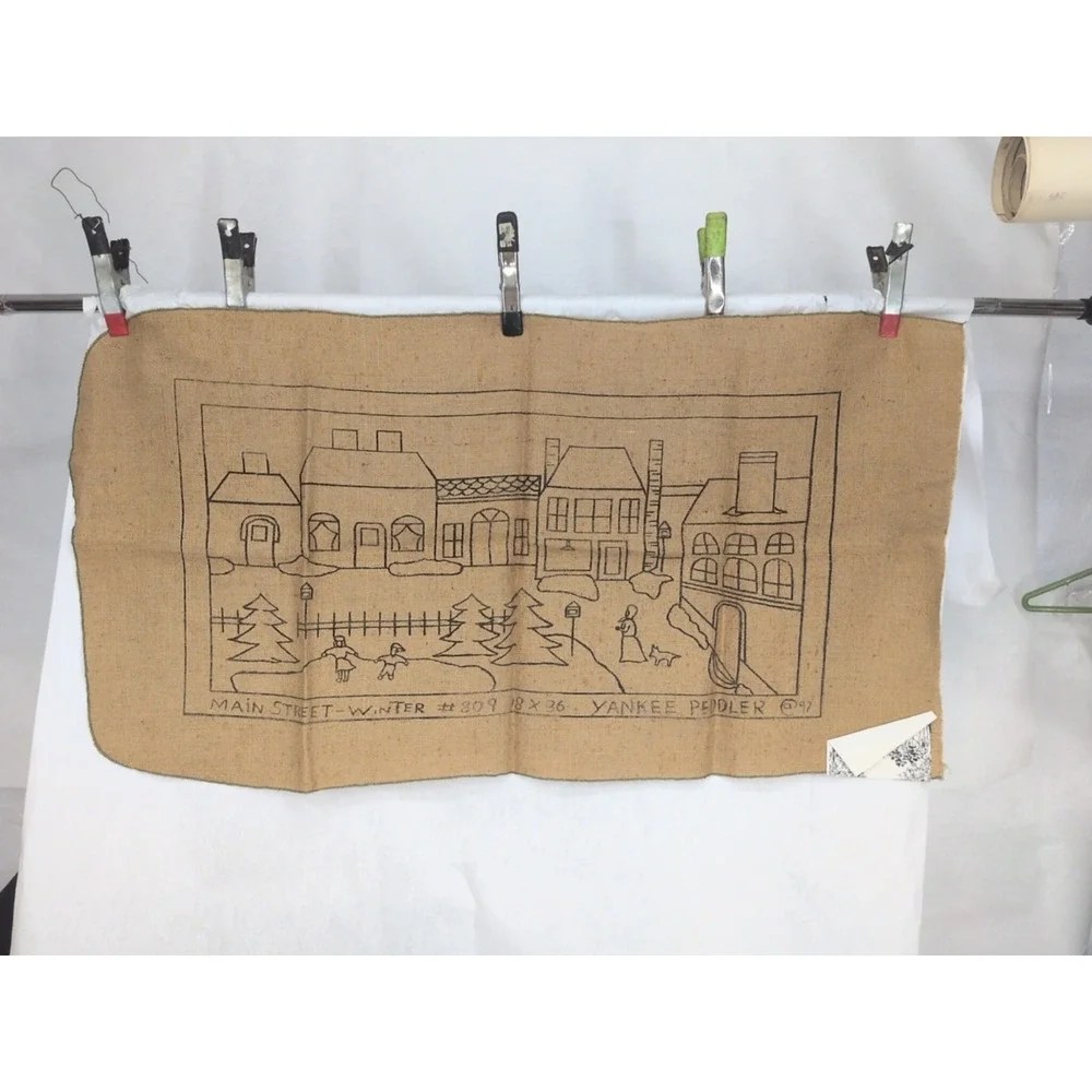 VTG Rug Hooking Pattern Main Street Christmas Yankee Peddler